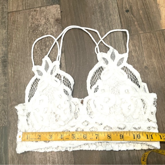 Free People Fp One Adella Bralette Lace White Criss Cross Smocked Crop Top small - Picture 7 of 9